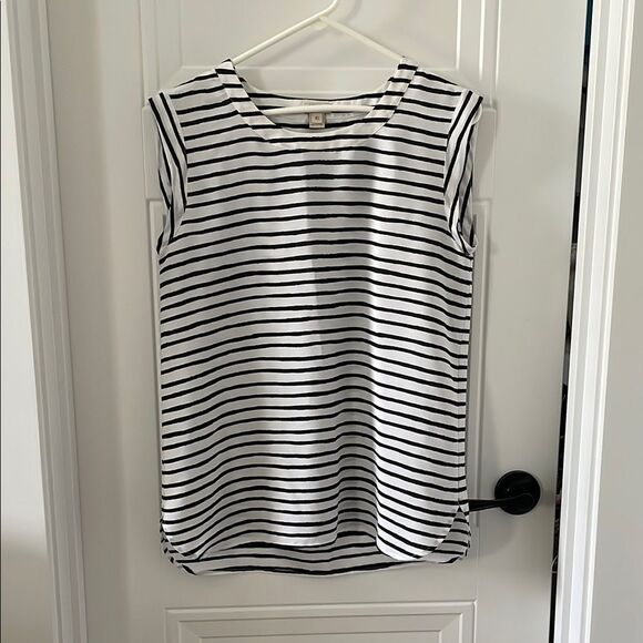 J. Crew Factory Classic Black and White Striped Sleeveless Top - Picture 1 of 1